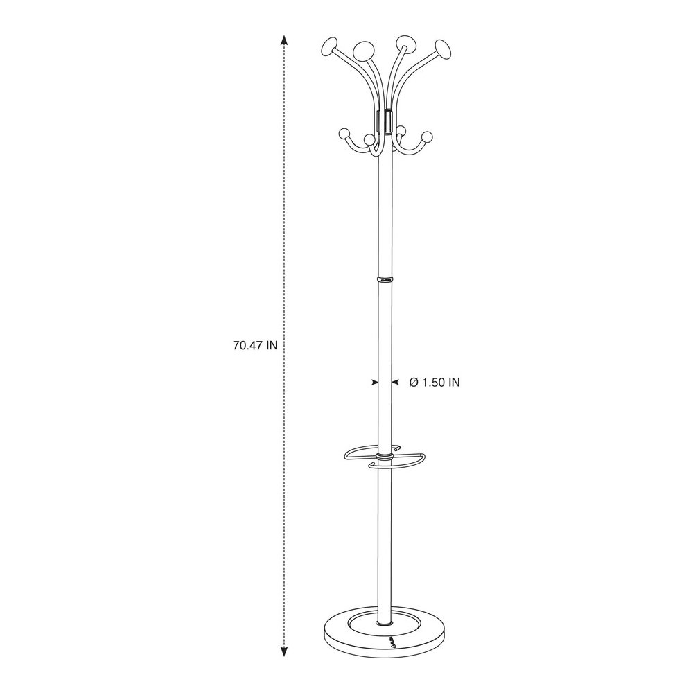 Alba Four Double Peg Coat Stand - 8 Pegs - for Coat, Clothes - Black - 1 Each. Picture 4