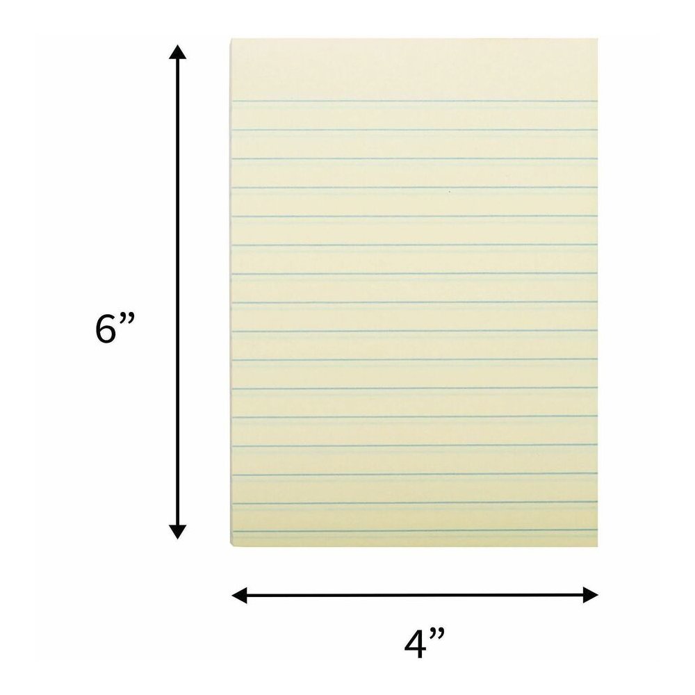 Business Source Yellow Adhesive Notes - 4" Flag/Note Width x 6" Flag/Note Length - Rectangle - Ruled - Yellow - Self-adhesive, Removable - Recycled - 5 / Pack. Picture 7