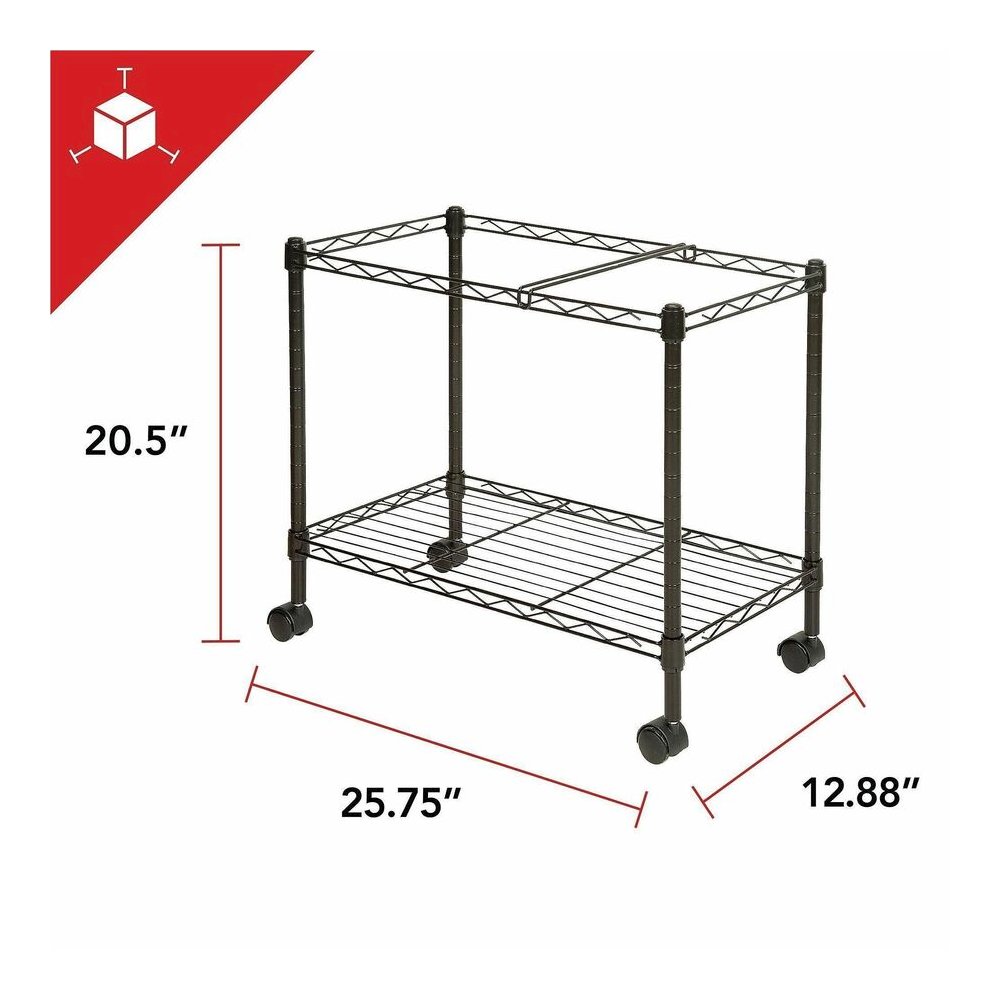 Lorell Mobile File Cart - 4 Casters - Steel - 12.88" Width x 25.75" Depth x 20.50" Height - Black - 1 Each. Picture 4