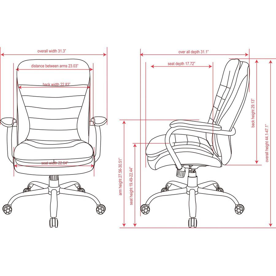 Lorell Big & Tall Double Cushion Executive High-Back Chair - Black Seat Color - Leather Seat Material - Black Back Color - Leather Back Material - 5-star Base - Black - 1 Each. Picture 10
