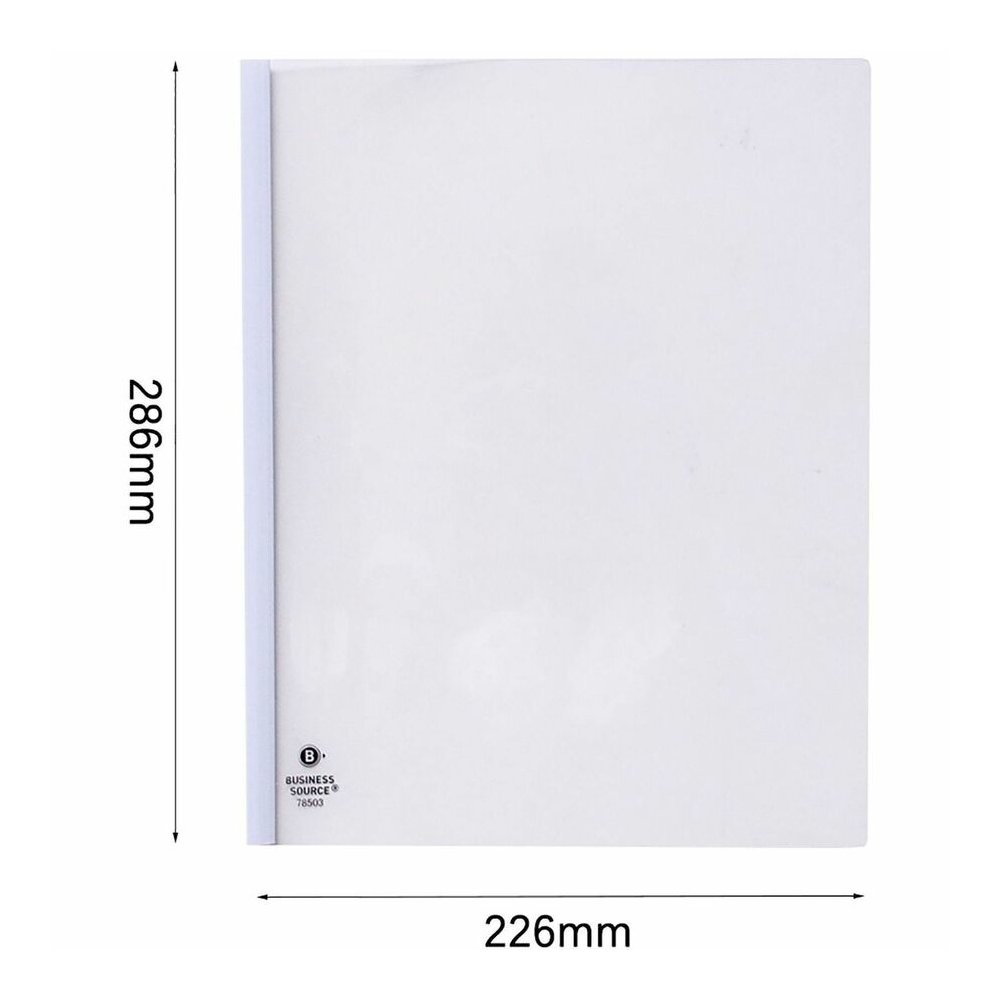 Business Source Report Cover - 1/8" Folder Capacity - 8 1/8" x 11" - Polypropylene - White - 50 / Box. Picture 5