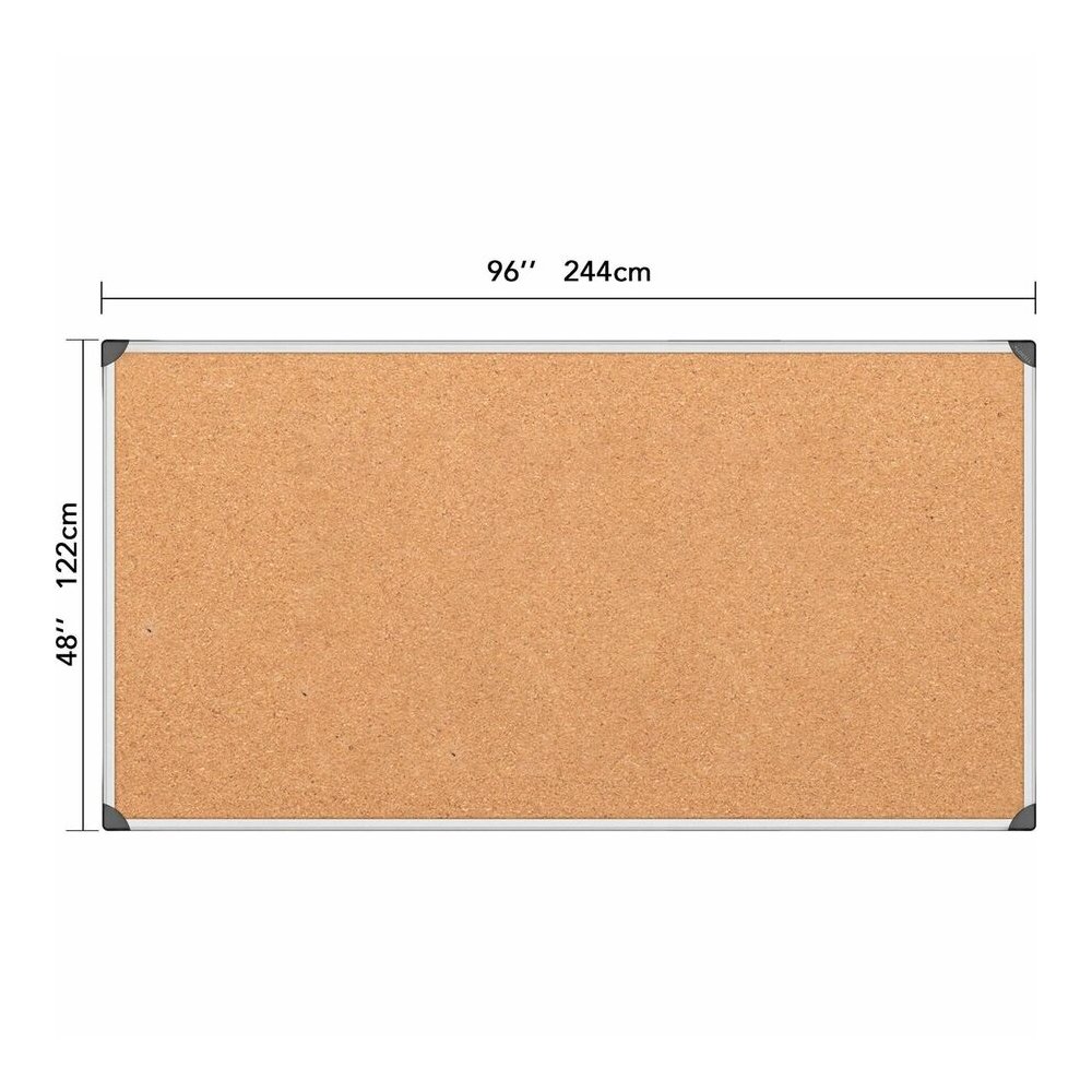 Lorell Corkboard - 48" Board Height x 96" Board Width - Cork Surface - Resist Warping, Durable, Laminated, Resilient - Aluminum Frame - 1 Each. Picture 7