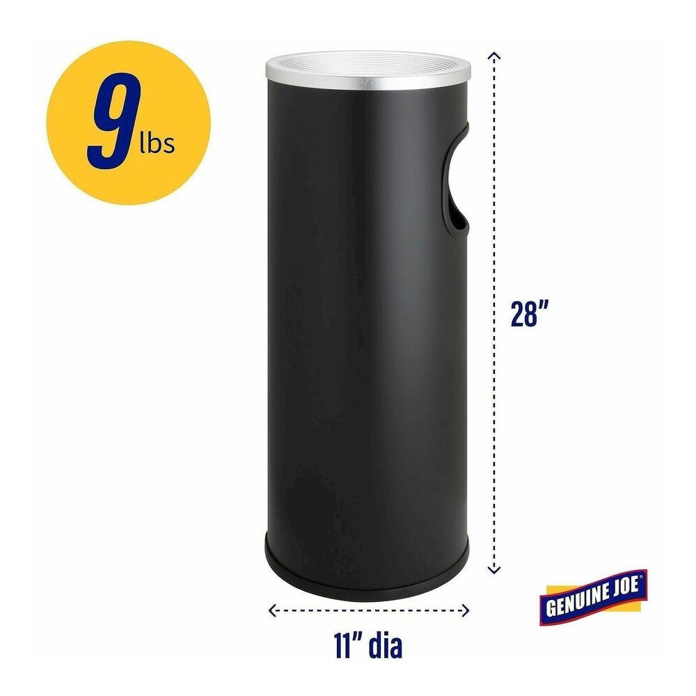 Genuine Joe Fire-safe 3-Gallon Ashtray Receptacle - 3 gal Capacity - Removable Lid, Fire-Safe - 28" Height x 11" Width - Aluminum, Stainless Steel - Aluminum, Black - 1 Each. Picture 5