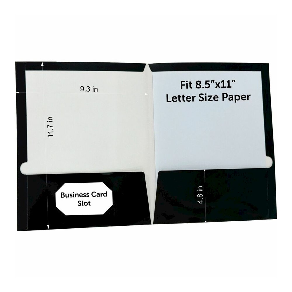 Business Source Letter No Pocket Folder - 8 1/2" x 11" - 100 Sheets Capacity - 2 Internal Pocket - Black - Laminated, Die-cut, Durable - 100 / Box. Picture 6