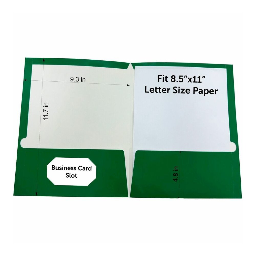 Business Source Letter No Pocket Folder - 8 1/2" x 11" - 100 Sheets Capacity - 2 Internal Pocket - Card Paper - Green - Durable, Laminated, Die-cut - 1 Box. Picture 5