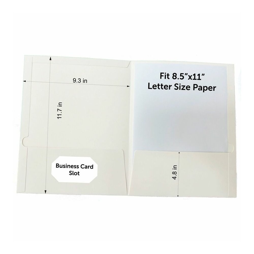 Business Source Letter Pocket Folder - 8 1/2" x 11" - 100 Sheets Capacity - 2 Internal Pocket - White - Laminated, Durable, Die-cut - 1 Box. Picture 6
