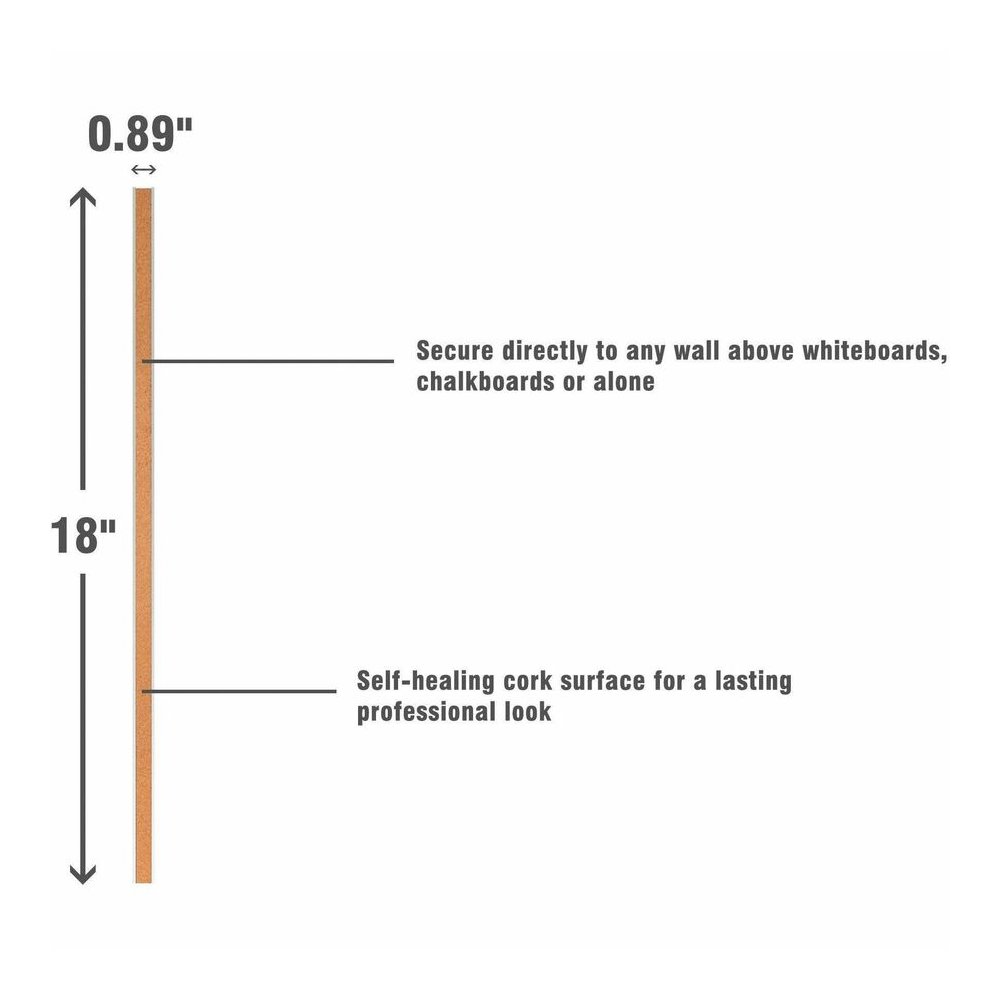 Lorell Cork Strip Bulletin Bar - 18" Board Width - Cork Surface - Self-healing, Fade Resistant, Self-sealing - Anodized Aluminum Frame - 1 Each. Picture 4