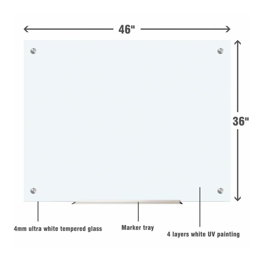 Lorell Dry-Erase Glass Board - 48" (4 ft) Width x 36" (3 ft) Height - Frost Glass Surface - Rectangle - Stain Resistant, Ghost Resistant - Assembly Required - 1 Each. Picture 5