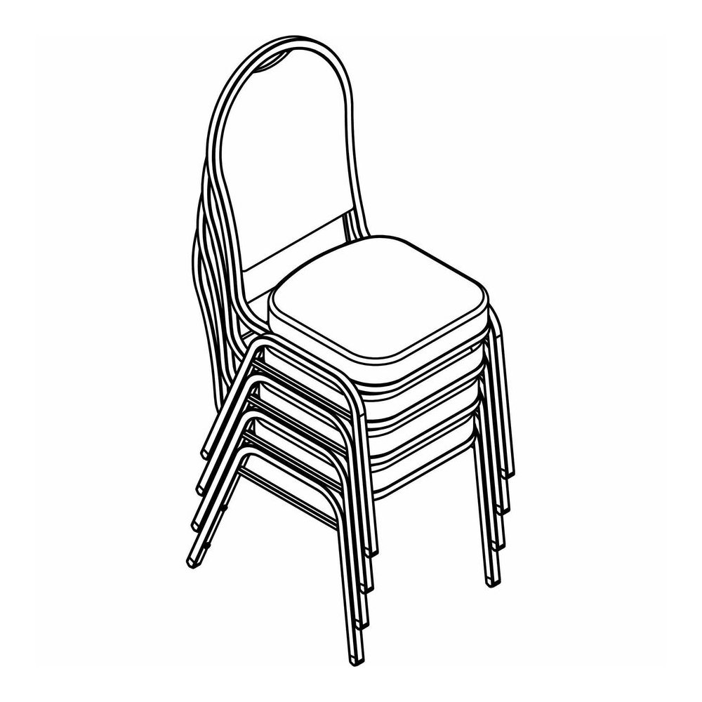 Lorell Round High-Back Upholstered Stack Chairs - Gray Seat Color - Fabric Seat Material - Gray Back Color - Fabric Back Material - Steel Frame Material - Four-legged Base - 4 / Carton. Picture 5