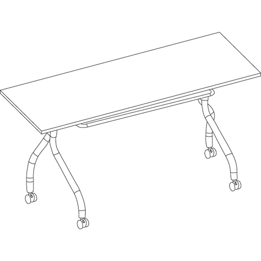 Lorell Flip Top Training Table - Rectangle Top - Four Leg Base - 4 Legs - 23.60" Table Top Width x 60" Table Top Depth - 29.50" Height x 59" Width x 23.63" Depth - Training - Assembly Required - Mahog. Picture 11