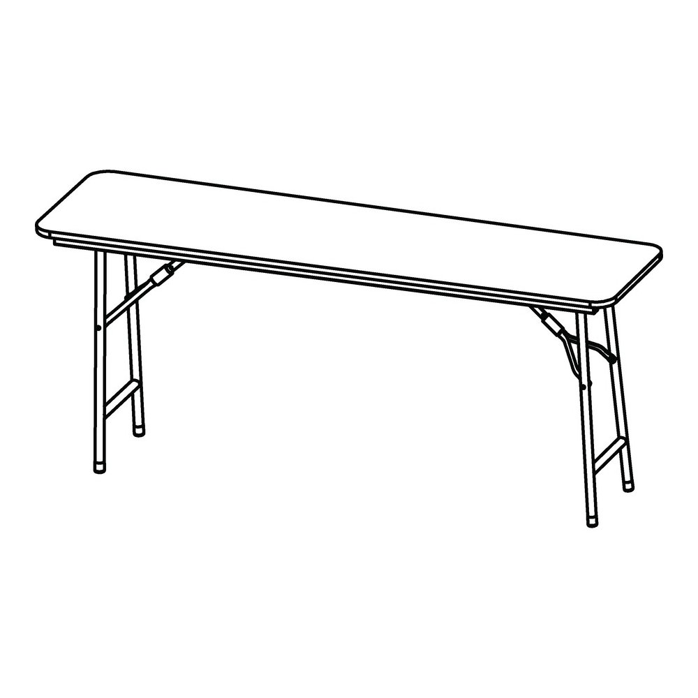 Lorell Economy Folding Banquet Table - Mahogany Rectangle Top - 60" Table Top Width x 18" Table Top Depth x 0.62" Table Top Thickness - 29" Height - Presentation, Food - Melamine Top Material - Steel . Picture 9