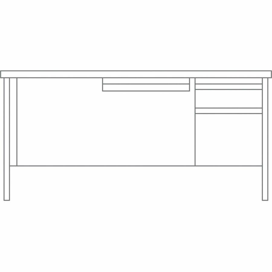 Lorell Fortress Series 66" Right-Pedestal Desk - Rectangle Top - 66" Table Top Width x 30" Table Top Depth x 1.12" Table Top Thickness - 29.50" Height - Office, File - Assembly Required - Laminated, M. Picture 12