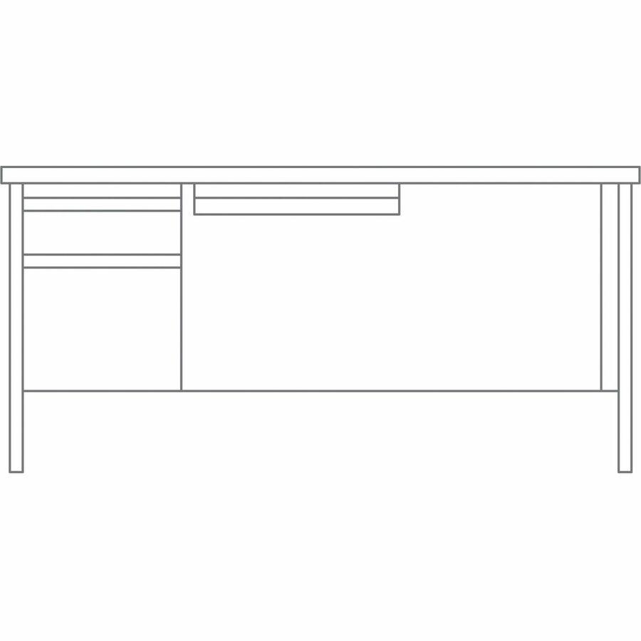 Lorell Fortress Series Left-Pedestal Desk - Rectangle Top - 66" Table Top Width x 30" Table Top Depth x 1.12" Table Top Thickness - 29.50" Height - Office, File - Assembly Required - Oak, Oak Laminate. Picture 12