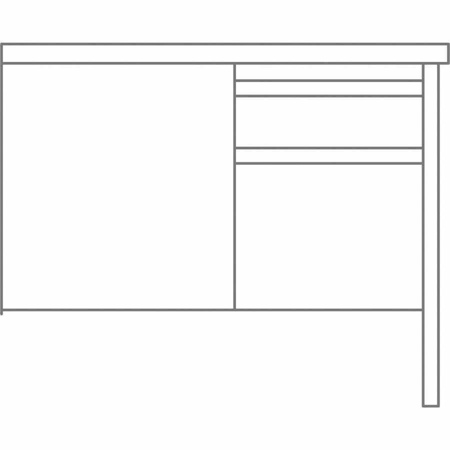 Lorell Fortress Series Right-Pedestal Return - Rectangle Top - 42" Table Top Width x 24" Table Top Depth x 1.12" Table Top Thickness - 29.50" Height - Office, File - Assembly Required - Black Walnut, . Picture 11