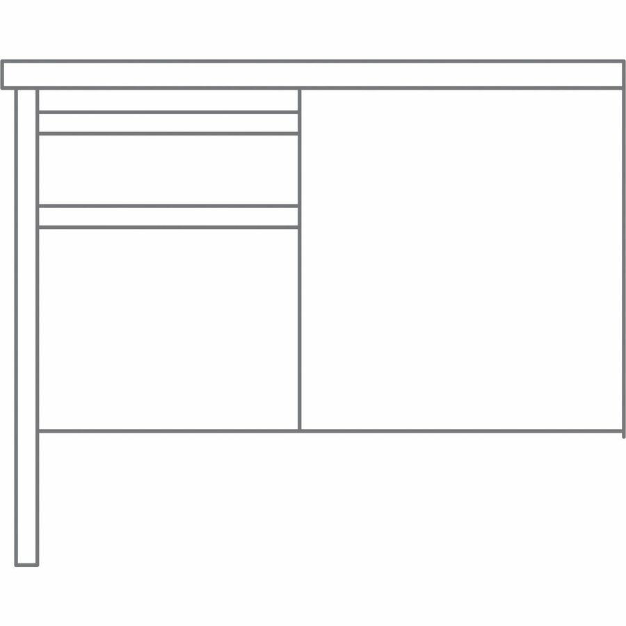 Lorell Fortress Series Left-Pedestal Return - Rectangle Top - 42" Table Top Width x 24" Table Top Depth x 1.12" Table Top Thickness - 29.50" HeightAssembly Required - Laminated, Mahogany - Steel - 1 E. Picture 10