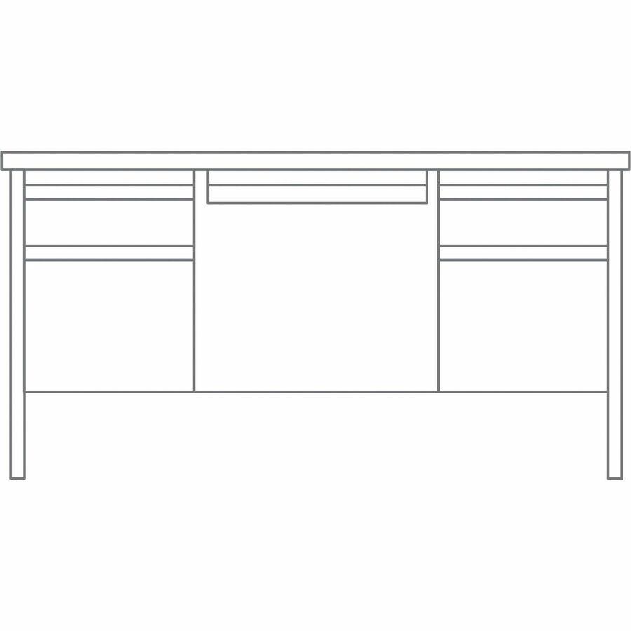 Lorell Fortress Series Double-Pedestal Desk - Rectangle Top - 60" Table Top Width x 30" Table Top Depth x 1.12" Table Top Thickness - 29.50" HeightAssembly Required - Laminated, Mahogany - Steel - 1 E. Picture 8