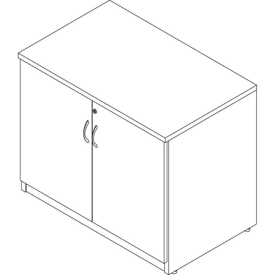 Lorell Essentials Series 2-Door Storage Cabinet - 36" Width x 22.5" Depth x 29.5" Height - 2 x Door(s) - Cherry - Laminated - Melamine Faced Chipboard (MFC) - Assembly Required. Picture 7
