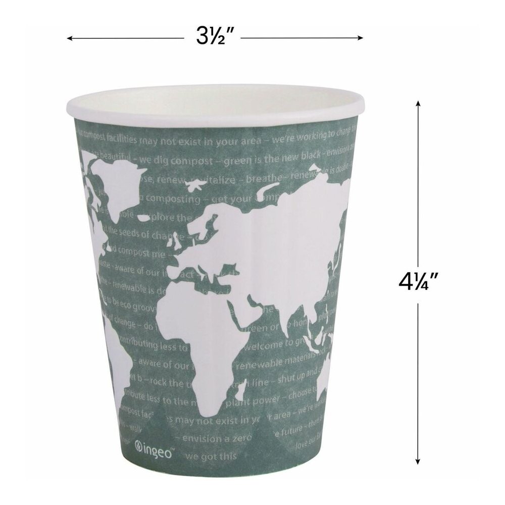 Eco-Products 12 oz World Art Insulated Hot Beverage Cups - 12 fl oz - Green - Hot Drink - No - 600 / Carton. Picture 11