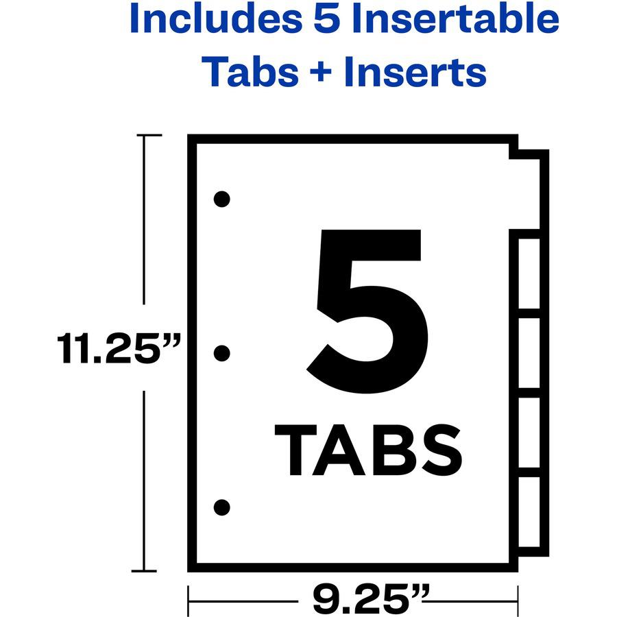 Avery&reg; Big Tab Insertable Plastic Pocket Dividers - 1 x Divider(s) - 5 Tab(s) - 5 Tab(s)/Set - 9.3" Divider Width x 11.25" Divider Length - 3 Hole Punched - Multicolor Plastic Divider - Clear Plas. Picture 4