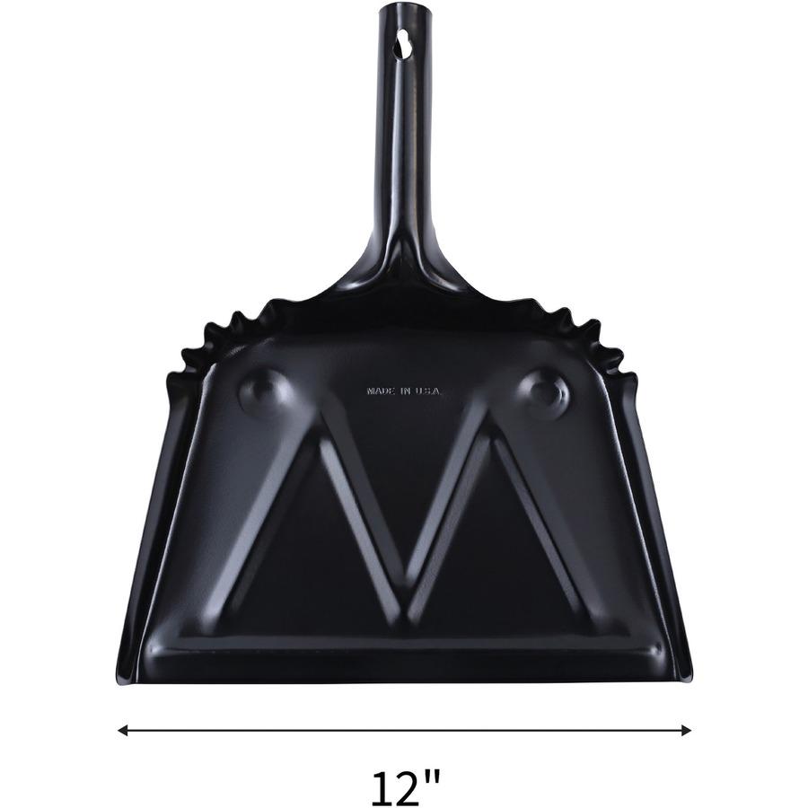 Genuine Joe Heavy-Duty Metal Dustpan - 12" Wide - Steel - Black - 1 Each. Picture 5