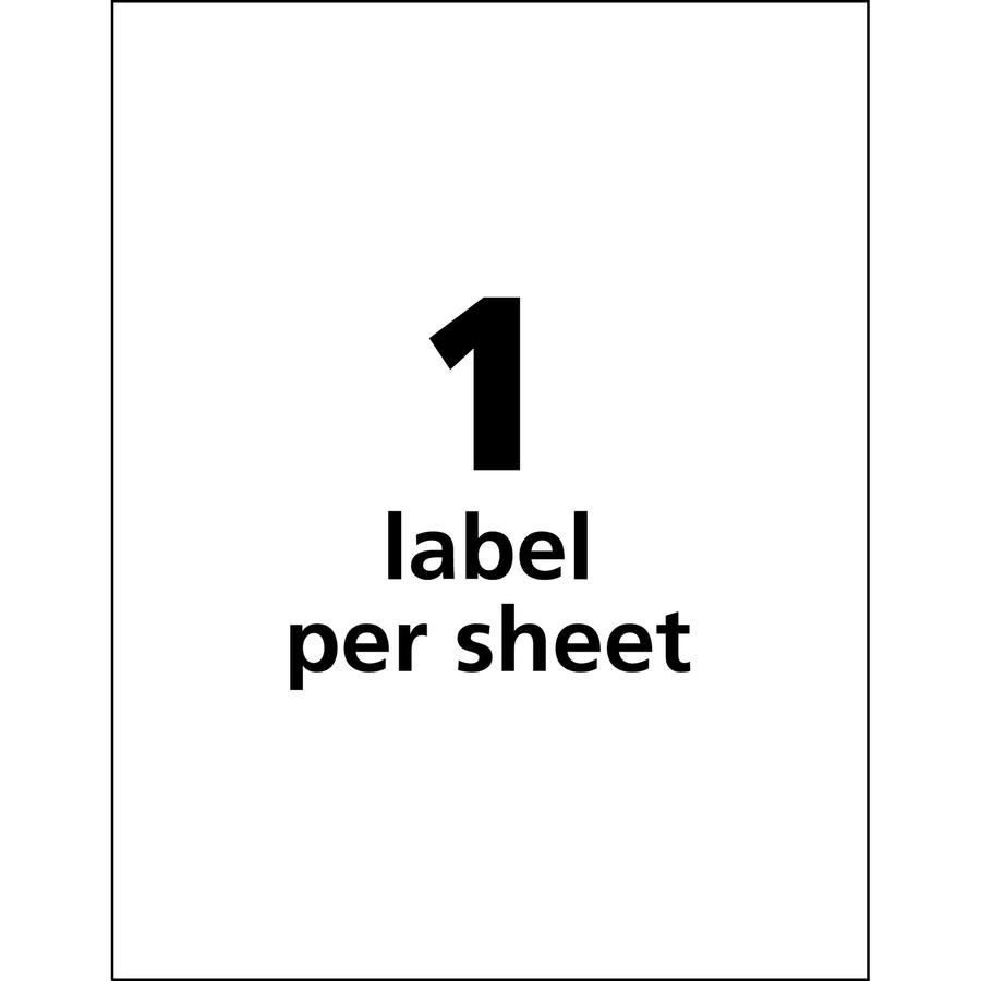 Avery&reg; UltraDuty Warning Label - 8 1/2" Width x 11" Length - Permanent Adhesive - Rectangle - Laser - White - Film - 1 / Sheet - 50 Total Sheets - 50 Total Label(s) - 50 / Box - Water Resistant. Picture 6