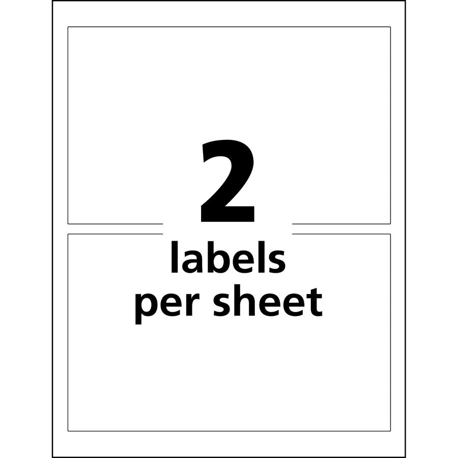 Avery&reg; UltraDuty Warning Label - 4 3/4" Width x 7 3/4" Length - Permanent Adhesive - Rectangle - Laser - White - Film - 2 / Sheet - 50 Total Sheets - 100 Total Label(s) - 100 / Box - Water Resista. Picture 3
