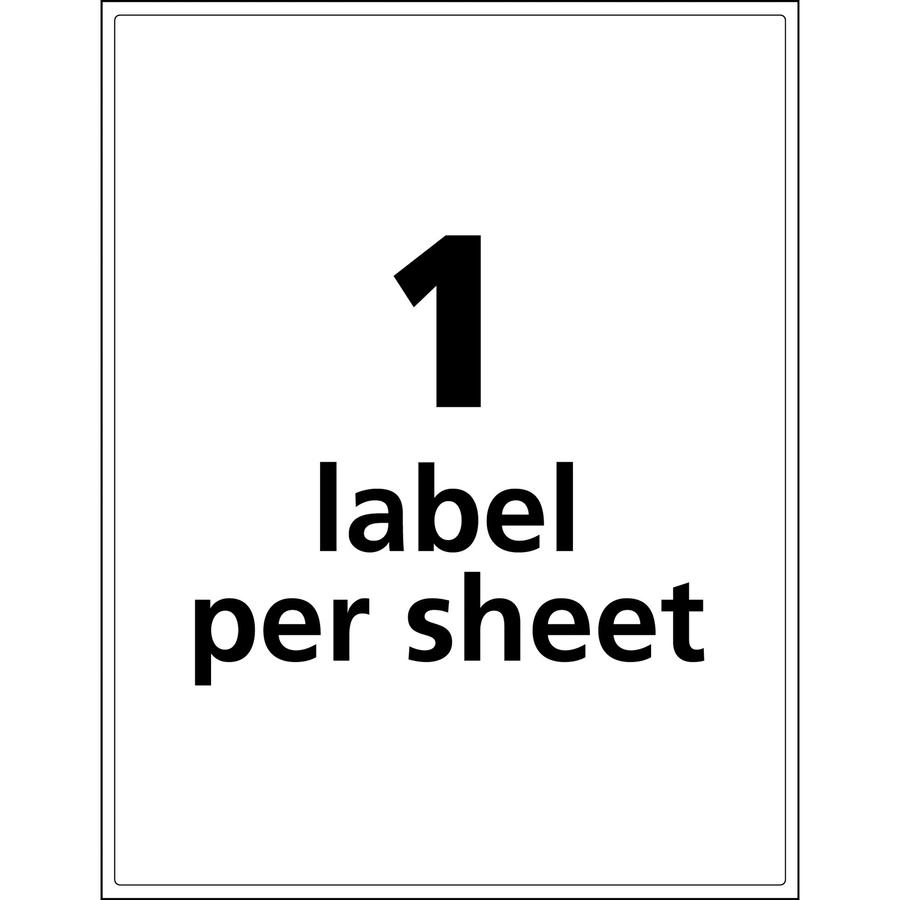 Avery&reg; UltraDuty Warning Label - 8 1/2" Width x 11" Length - Permanent Adhesive - Rectangle - Laser - White - Film - 1 / Sheet - 500 Total Sheets - 500 Total Label(s) - 500 / Box - Water Resistant. Picture 4