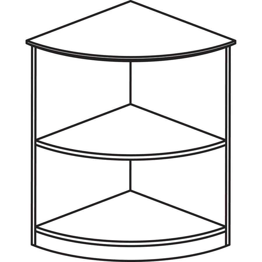 Mayline Medina - Open 1/4-Round Bookcase - 1" Thickness Shelf, 29.5" Height x 20" Width x 20" Depth Bookshelf - 2 Shelve(s) - 1 Adjustable Shelf(ves) - Finish: Gray Steel Laminate - Leveler, Stain Res. Picture 2