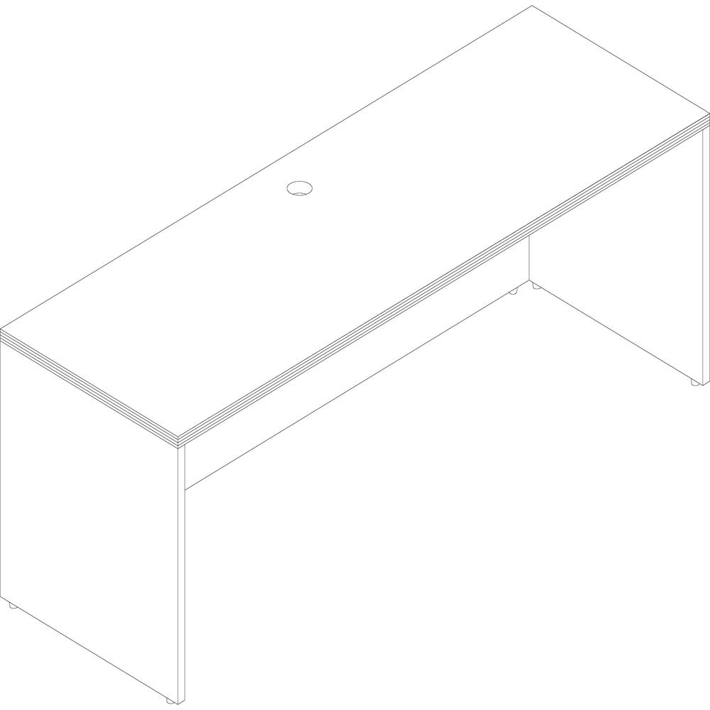 Lorell Chateau Series Credenza - 30" Height x 59" Width x 23.6" Depth Credenza, 1.5" Thickness Top - Reeded Edge - Material: P2 Particleboard - Finish: Mahogany, Laminate - Durable, Grommet, Cord Mana. Picture 5