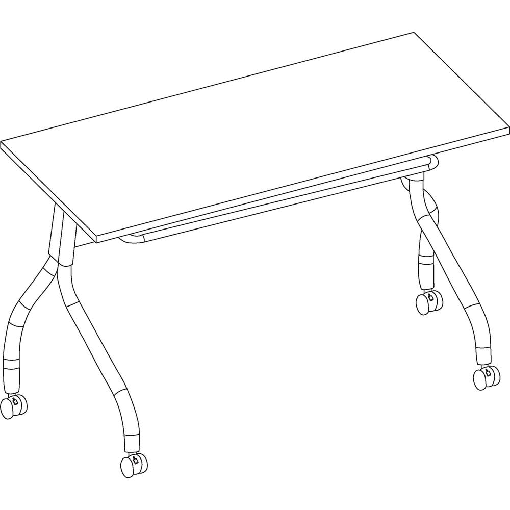 Lorell Flip Top Training Table - Rectangle Top - Four Leg Base - 4 Legs x 48" Table Top Width x 23.60" Table Top Depth - 29.50" Height x 47.25" Width x 23.63" Depth - Cherry - Melamine, Nylon - 1 Each. Picture 5