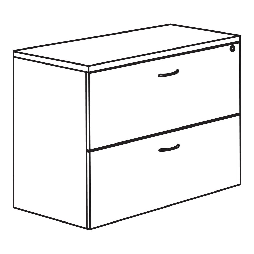 Lorell Essentials Series Lateral File - 1" Thickness Top, 29.5" Height x 35.5" Width x 22" Depth Lateral File - Total Drawer(s): 2 - Walnut, Laminate Table Top - Durable, Built-in Hangrail, Ball Beari. Picture 5