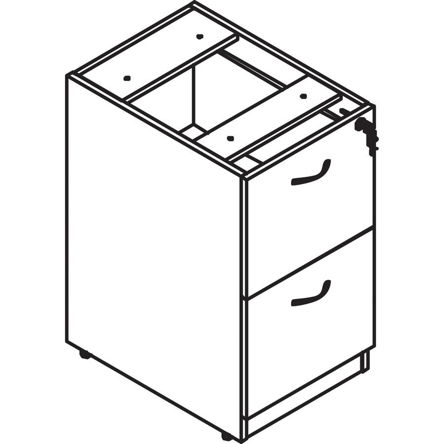 Lorell Essentials Series File/File Fixed File Cabinet - 28.5" Height x 15.5" Width x 21.9" Depth Pedestal, x 3.8" Width - Total Drawer(s): 2 - Finish: Laminate, Walnut - Built-in Hangrail, Ball-bearin. Picture 9