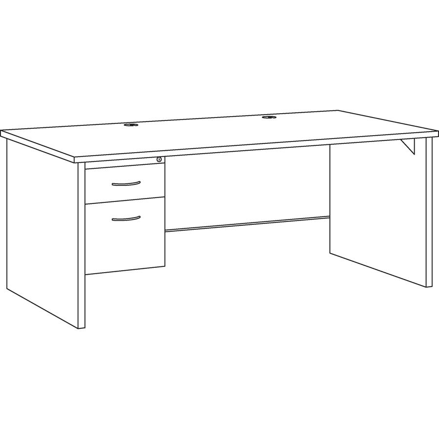 Lorell Fortress Modular Series Left-Pedestal Desk - 72" Width x 36" Depth, x 1.1" Thickness Top - Total Drawer(s): 2 - Single Pedestal on Left Side - Material: Steel - Finish: Mahogany Laminate, Charc. Picture 5