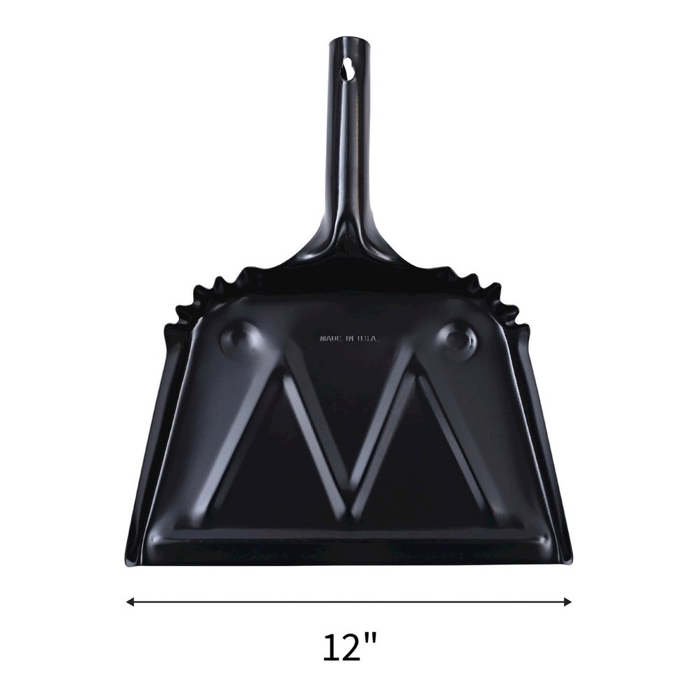 Genuine Joe Heavy-duty Metal Dustpan - 12" Wide - Steel - Black - 12 / Carton. Picture 3