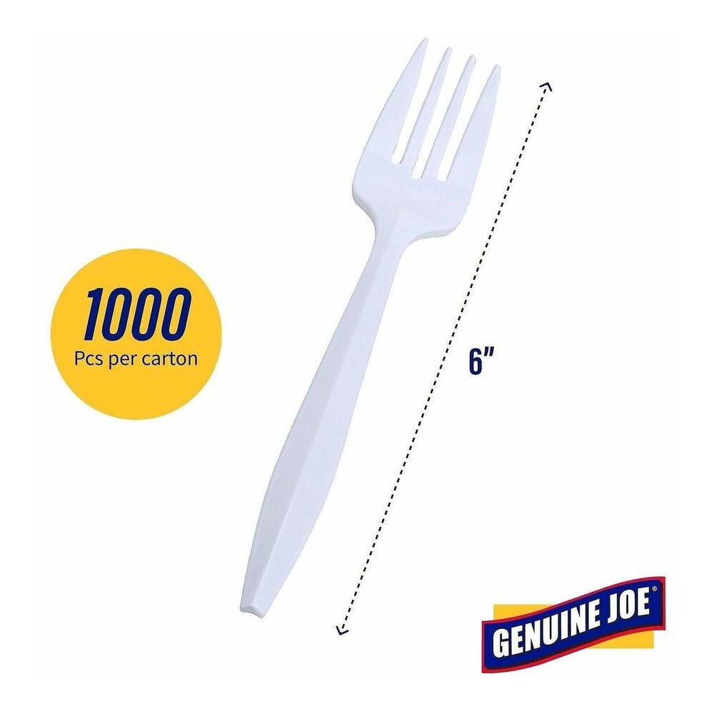 Genuine Joe Individually Wrapped Fork - 1 Piece(s) - Fork - 1 x Fork - Disposable - White - 1 Carton. Picture 7