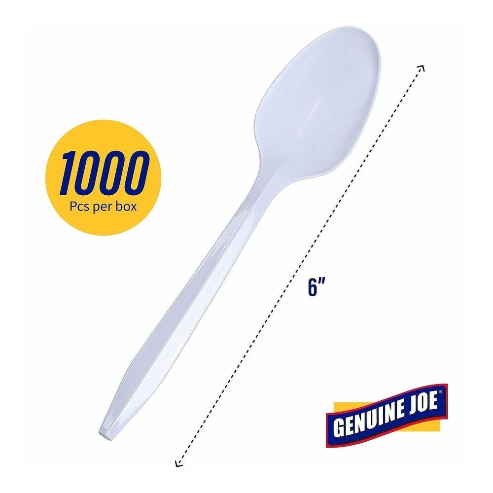 Genuine Joe Individually Wrapped Spoon - 1 Piece(s) - Spoon - 1 x Spoon - Disposable - White - 1 Carton. Picture 9