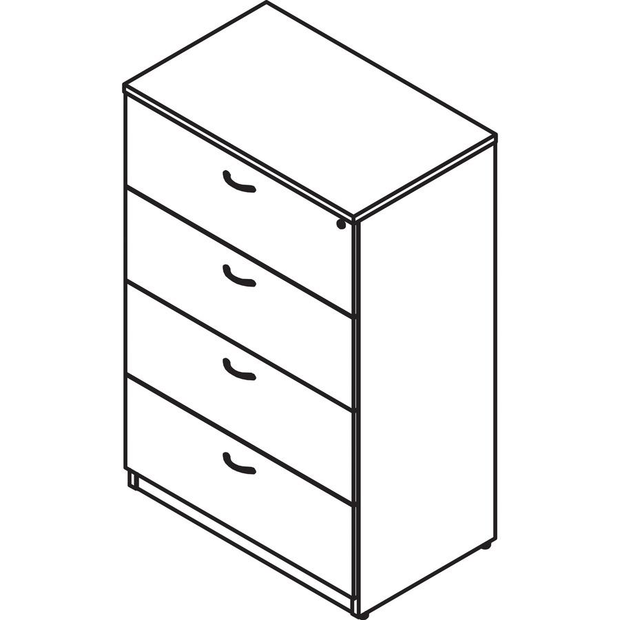 Lorell Essentials Series 4-Drawer Lateral File - 1" Thickness Top, 54.8" Height x 35.5" Width x 22" Depth - Total Drawer(s): 4 - Finish: Cherry Laminate - 1 Each. Picture 6