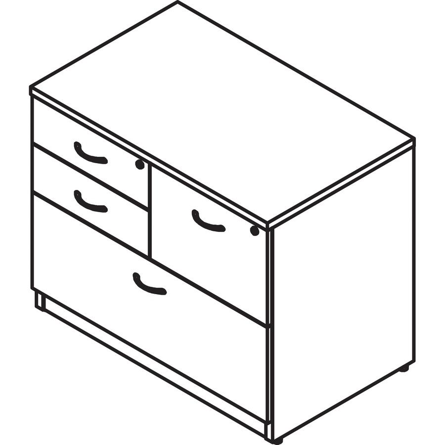 Lorell Essentials Series Box/Box/File Lateral File - 1" Side Panel, 0.1" Edge, 35.5" x 22"29.5" Lateral File - 4 x Box, File Drawer(s) - Walnut Laminate Table Top - Versatile, Ball Bearing Glide, Draw. Picture 8