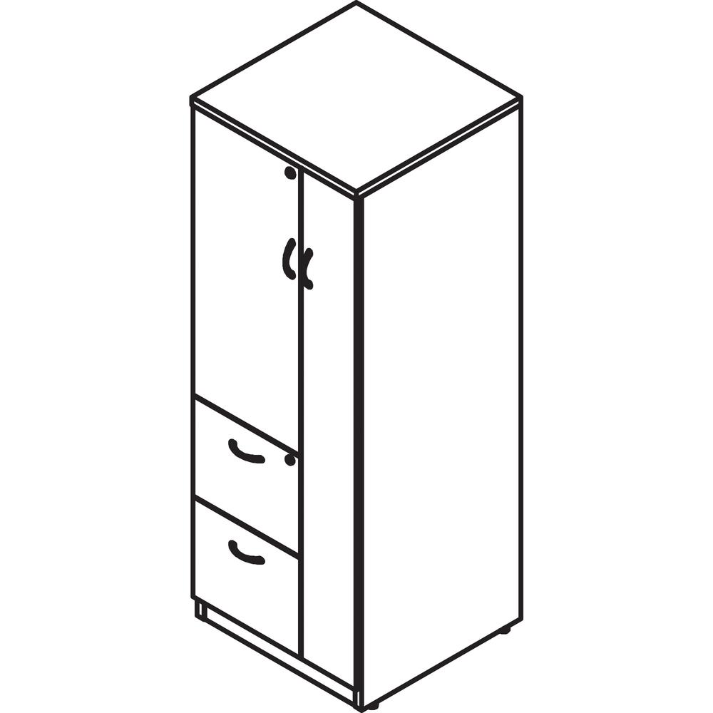 Lorell Essentials Series Tall Storage Cabinet - 23.6" x 23.6"65.6" Cabinet, 0.5" Compartment - 2 x Storage Drawer(s) - 1 Door(s) - Finish: Cherry, Laminate. Picture 5