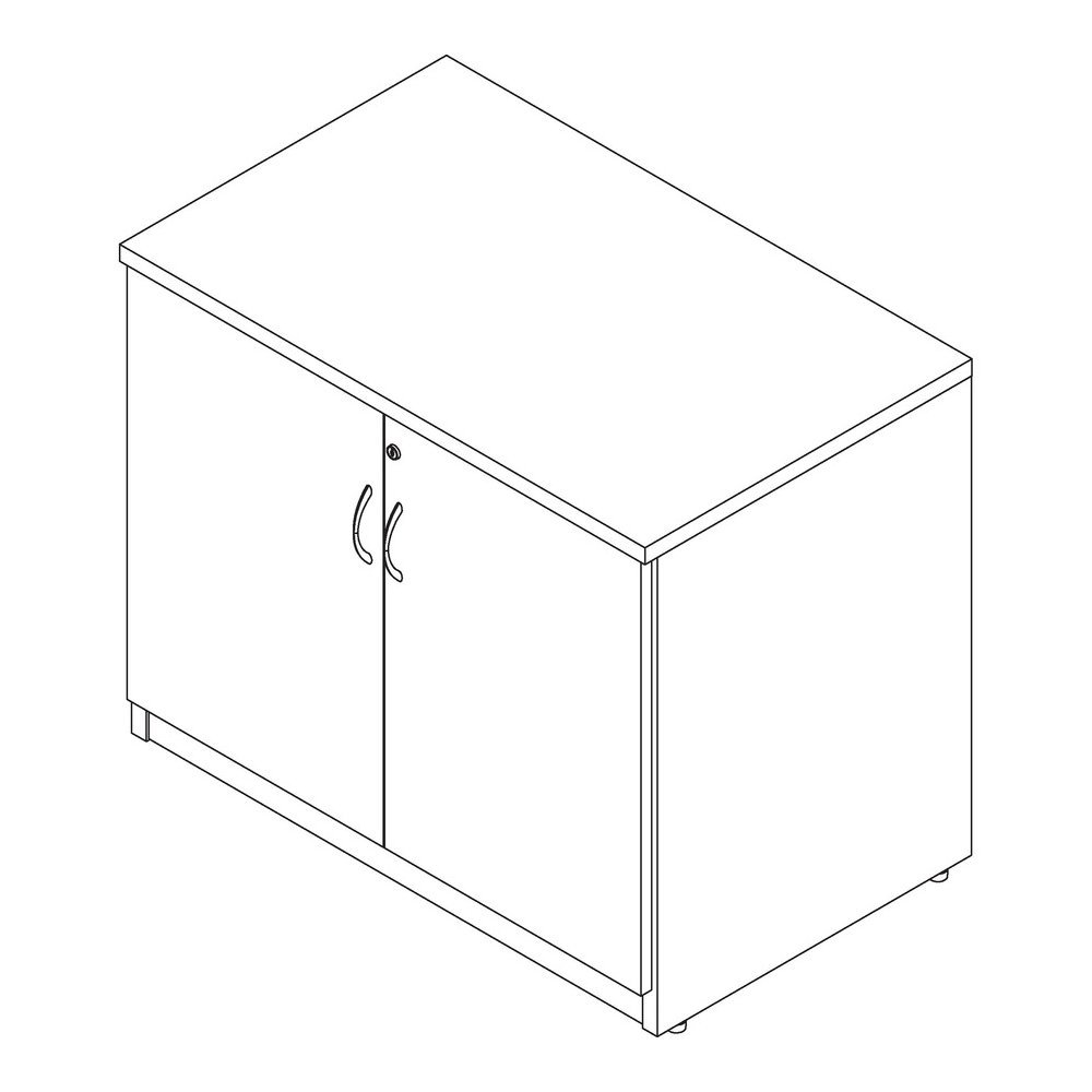 Lorell Essentials Series 2-Door Storage Cabinet - 36" Width x 22.5" Depth x 29.5" Height - Glide, Lockable - Walnut - Laminate - Metal. Picture 6