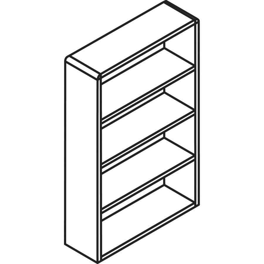 Lorell Laminate Bookcase - 4 Shelf(ves) - 48" Height x 36" Width x 12" Depth - Sturdy, Adjustable Feet, Adjustable Shelf, Square Corner - Thermofused Laminate (TFL) - Walnut - Laminate - 1 Each. Picture 7