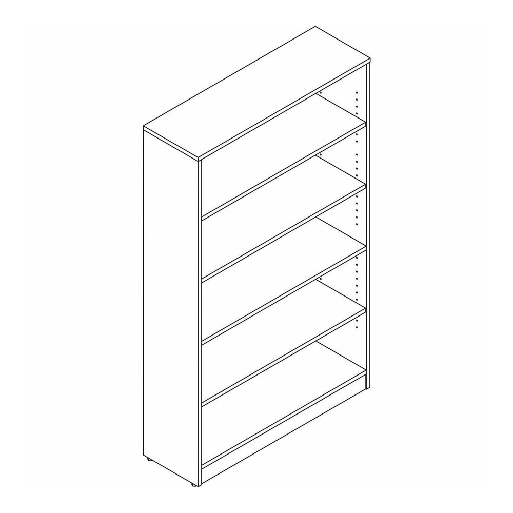 Lorell Laminate Bookcase - 0.7" Thickness Shelf, 60" Height x 36" Width x 12" Depth - 5 Shelve(s) - 4 Adjustable Shelf(ves) - Square Edge - Material: Thermofused Laminate (TFL) - Finish: Cherry - 1 Ea. Picture 5