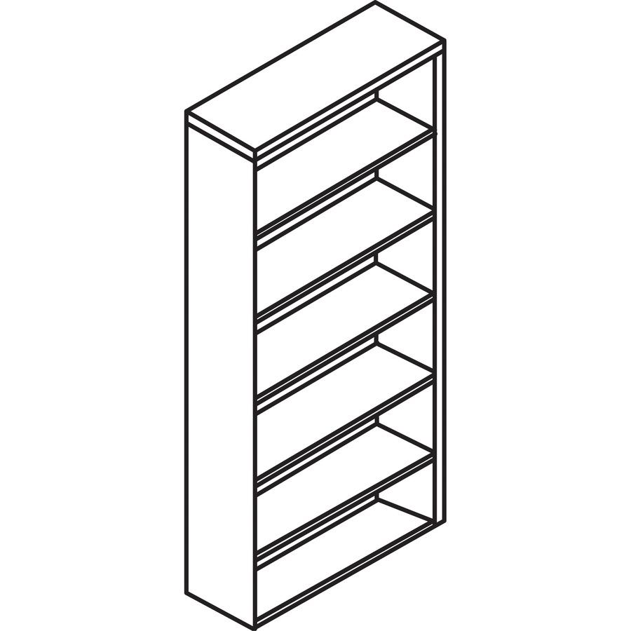 Lorell Laminate Bookcase - 6 Shelf(ves) - 72" Height x 36" Width x 12" Depth - Sturdy, Adjustable Feet, Adjustable Shelf, Square Corner - Thermofused Laminate (TFL) - Mahogany - Laminate - 1 Each. Picture 7