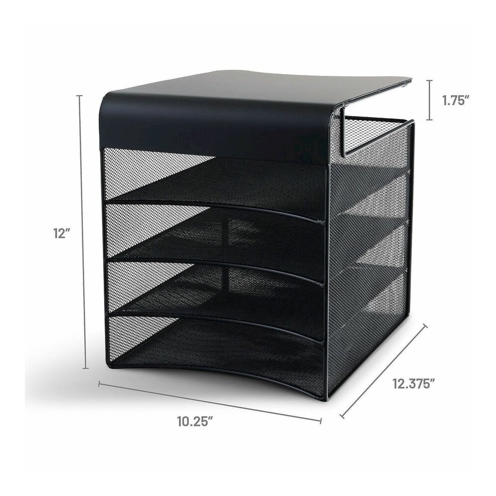 Safco Onyx Solid Top Horizontal Hanging Storage - 12" Height x 10.25" Width x 12.38" Depth - Scratch Resistant - Powder Coated - Black - Steel - 1 Each. Picture 8