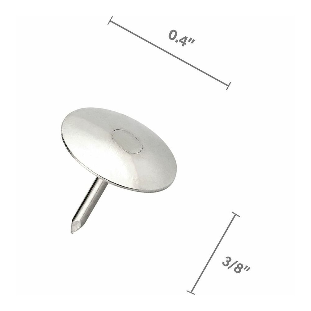 Lorell 5/16" Long Thumb Tacks - 0.31" Shank - 0.37" Head - for Schedule, Wall - Silver - Nickel Plated Steel - 100/Pack - 10 / Box. Picture 5