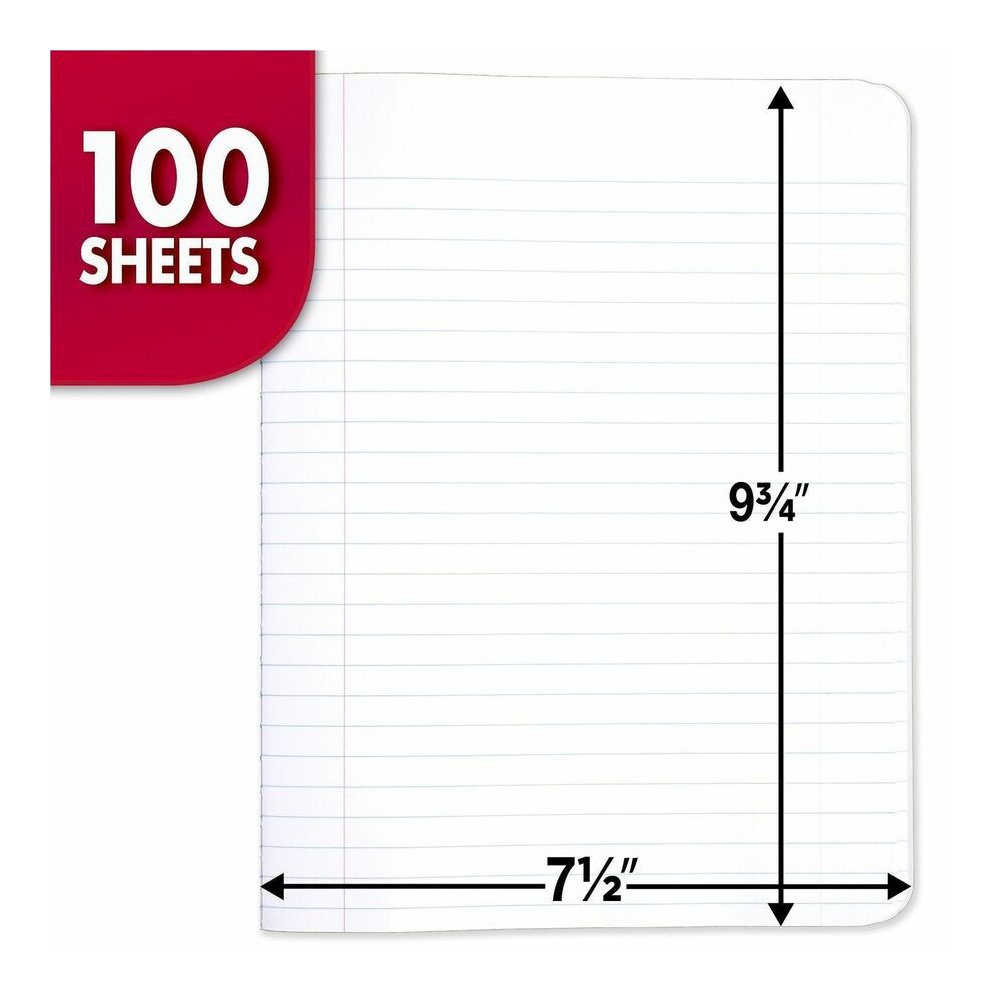 Mead Wide Ruled Composition Notebook - 100 Sheets - Sewn - 7 1/2" x 9 3/4" Sheet Size - White Paper - Black Marble Cover - 12 / Carton. Picture 2