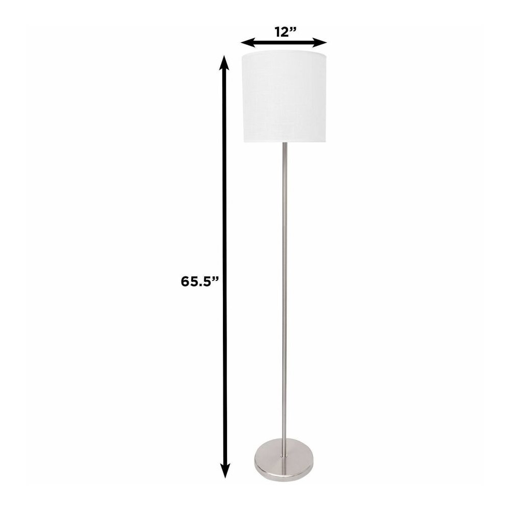 Lorell LED Contemporary Floor Lamp - 65" Height x 12" Width - 10 W LED Bulb - Brushed Nickel - Floor-mountable - Silver - for Living Room, Office, Lobby. Picture 10