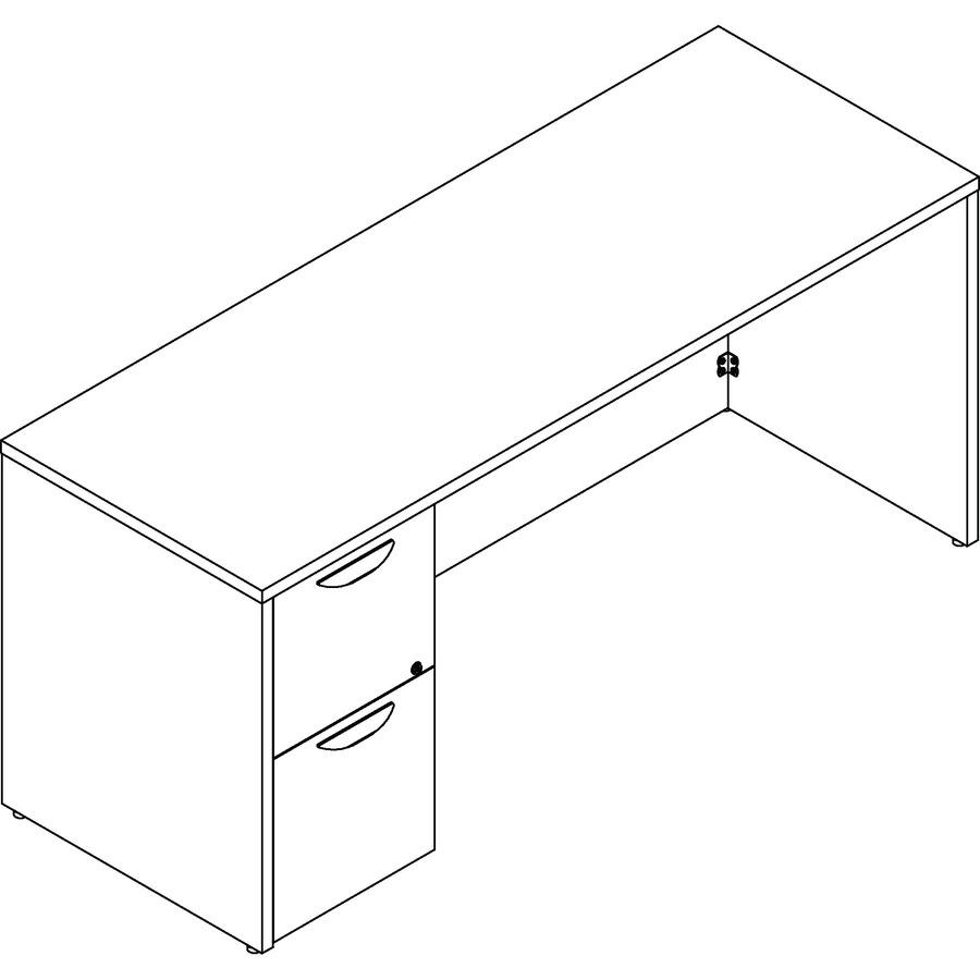 Lorell Prominence 2.0 Left-Pedestal Credenza - Rectangle - 29" Height x 66" Width x 24" Depth, 1" Thickness Top - Total Drawer(s): 2 - Single Pedestal on Left Side - Band Edge - Material: Particleboar. Picture 5