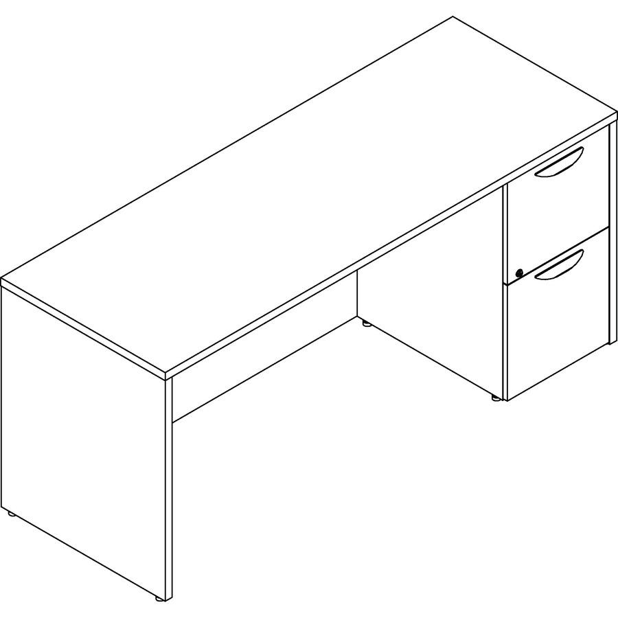 Lorell Prominence 2.0 Right-Pedestal Credenza - 66" x 24"29" , 1" Top - 2 x File Drawer(s) - Single Pedestal on Right Side - Band Edge - Material: Particleboard - Finish: Thermofused Melamine (TFM). Picture 5