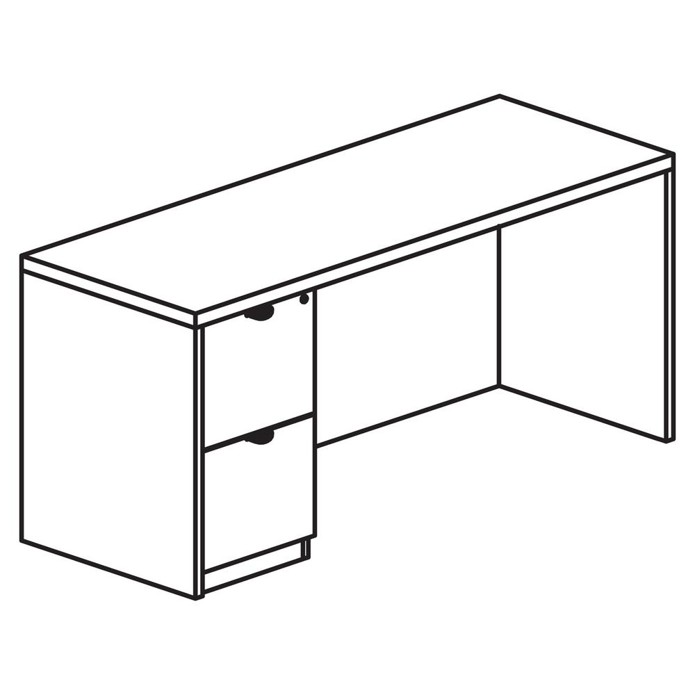 Lorell Prominence 2.0 Left-Pedestal Credenza - 72" x 24"29" , 1" Top - 2 x File Drawer(s) - Single Pedestal on Left Side - Band Edge - Material: Particleboard - Finish: Thermofused Melamine (TFM). Picture 3